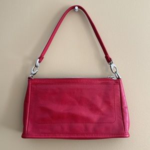 Genuine Leather Red Hobo Bag with Adjustable Straps.